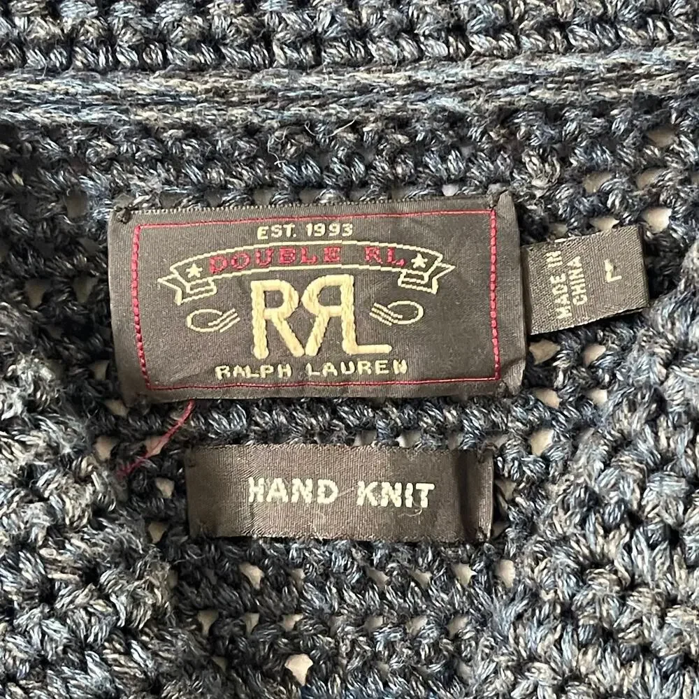 RRL Ralph Lauren Shawl Collar Cardigan - Thunderbird Eagle Graphic - Blue - Sz L